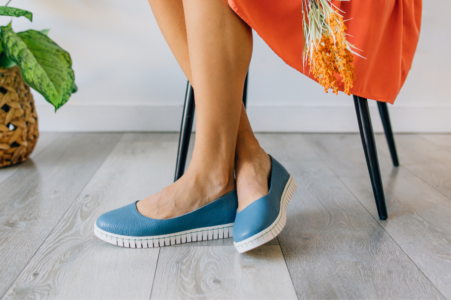 stylish woman in best italian leather ballet flat