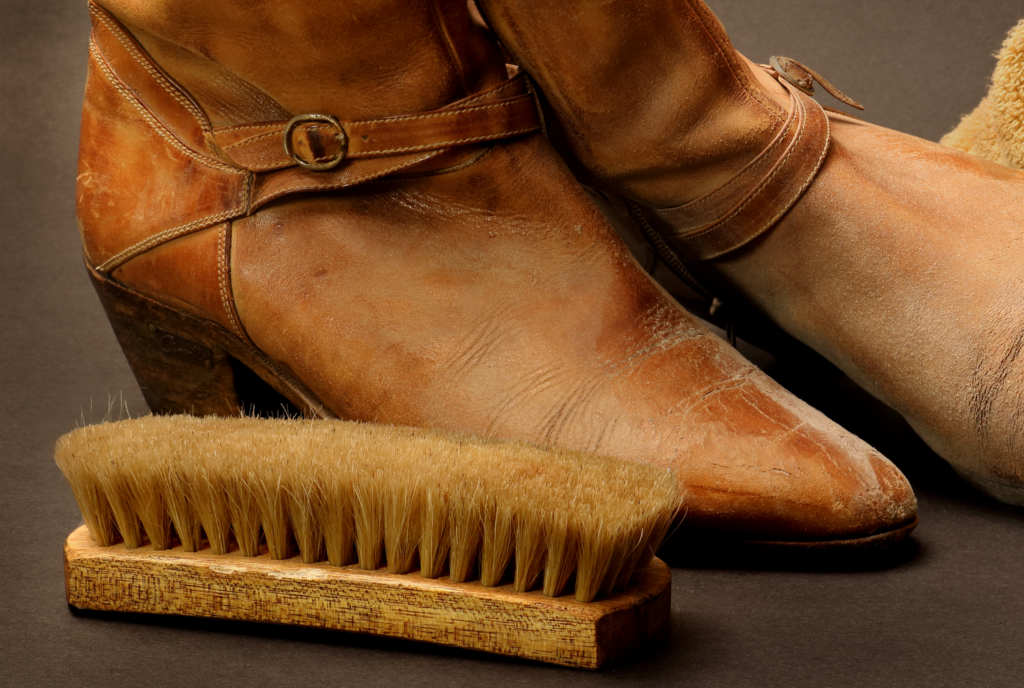 horse hair shoe cleaning brush with a pair of boots horse hair shoe cleaning brush with a pair of boots