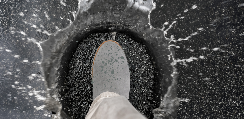suede shoe with water stains