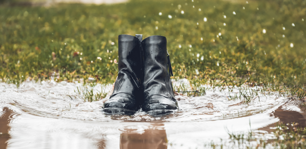 women's leather shoes getting rained on