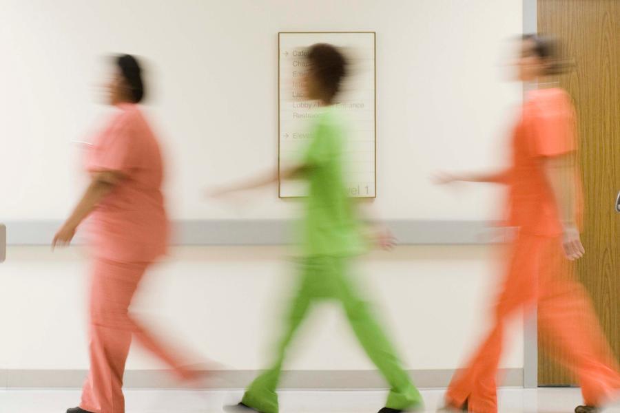 nurses wearing causal, comfortable work shoes