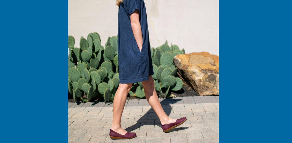 Stylish women in denim dress and Stegmann Liesl