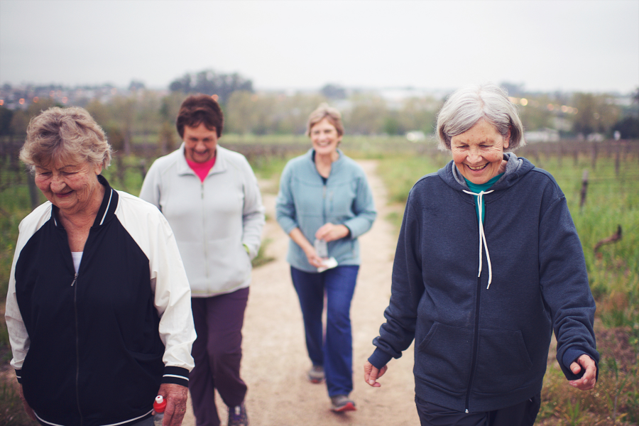 Senior woman in comfortable walking shoes